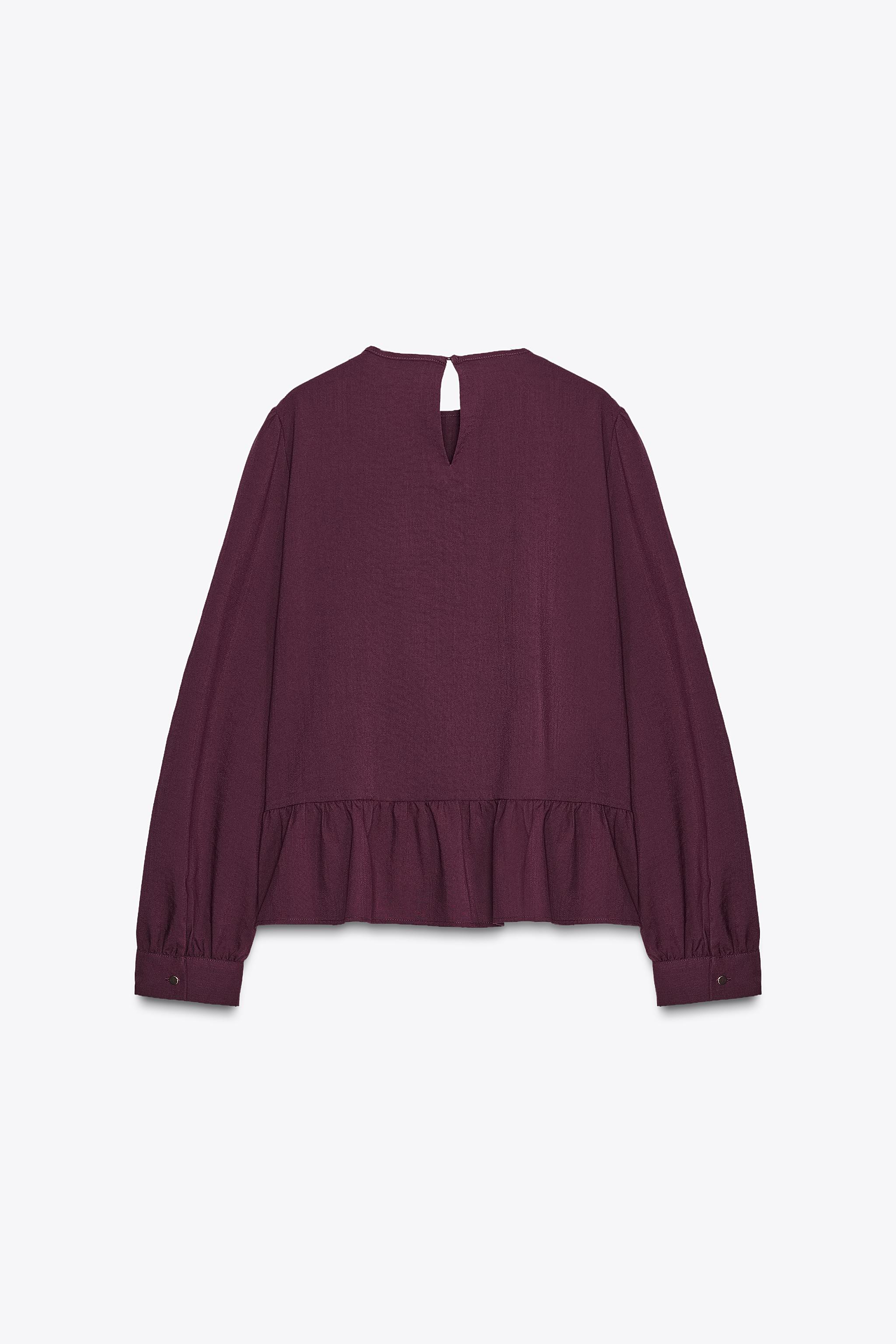 LACE TRIM PEPLUM BLOUSE